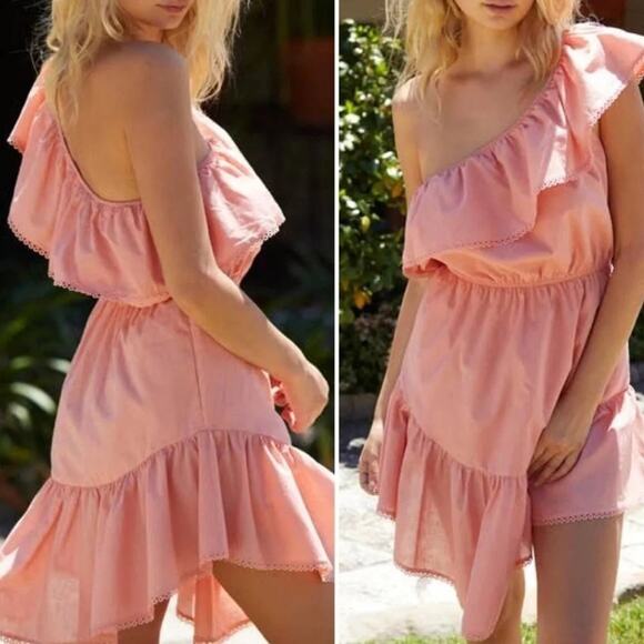 Free People Lovers Lane One-Shoulder Eyelet Minidress Women's Small - Picture 7 of 9